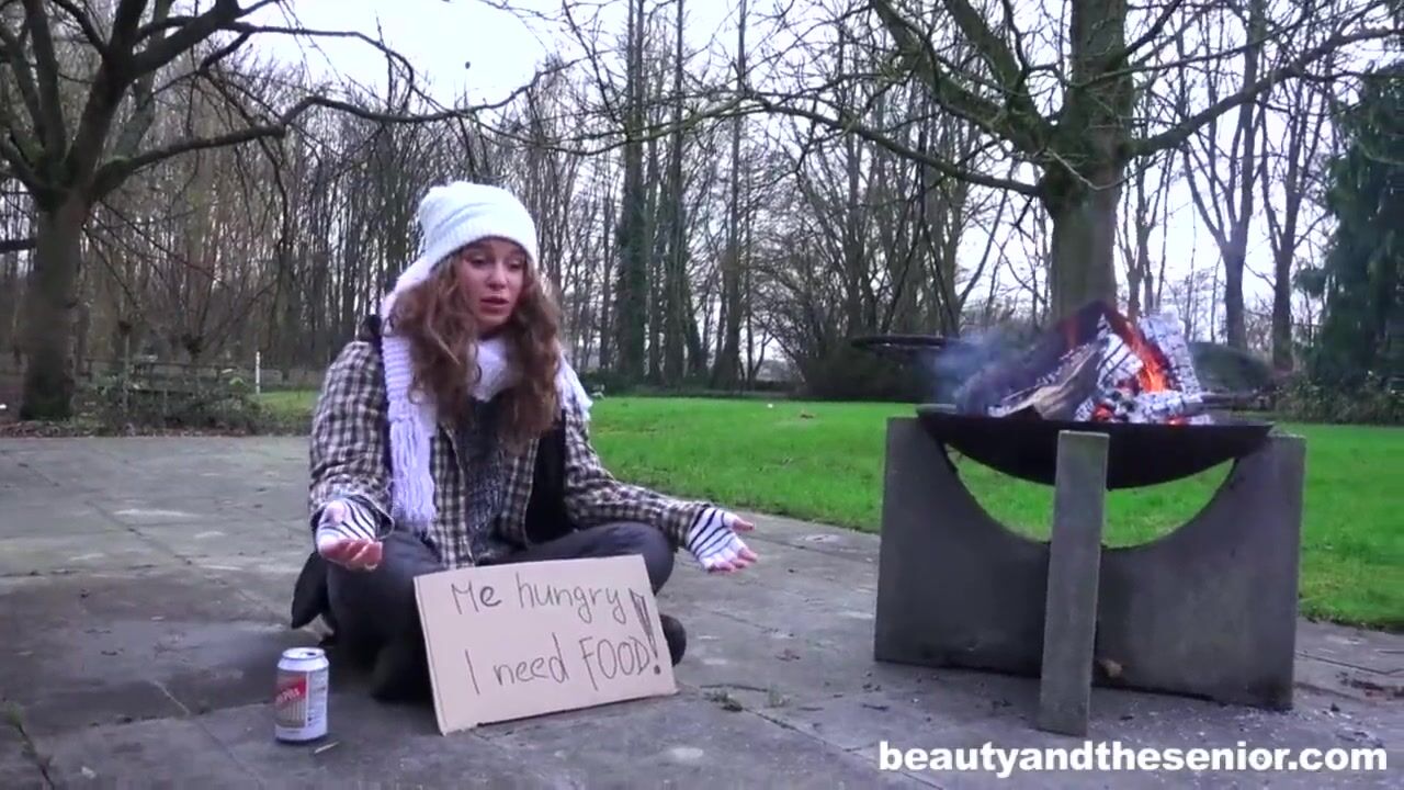 Homeless Girl Begging For Old Cock photo